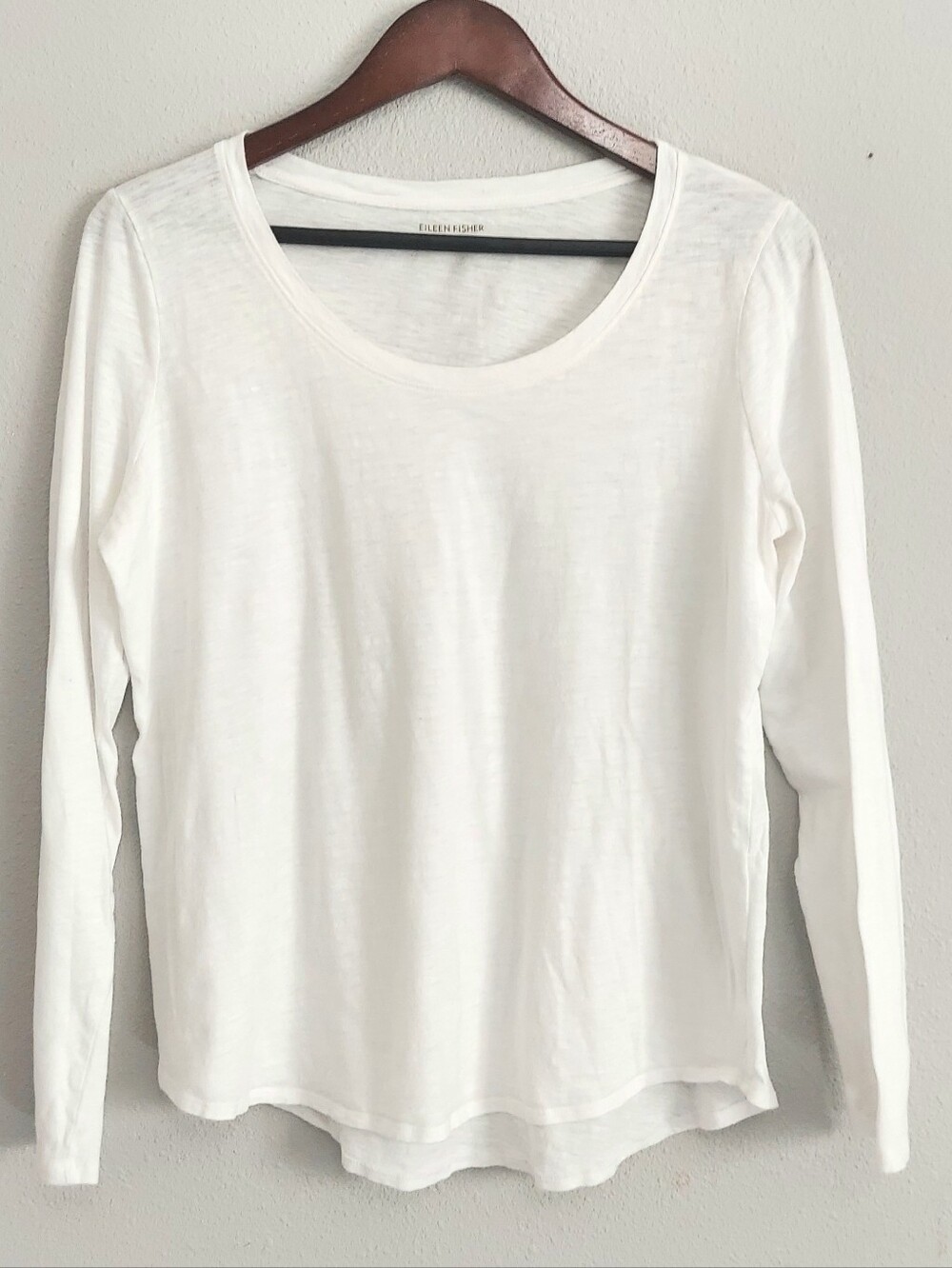 Eileen Fisher Organic Cotton Scoopneck Long Sleeve Tee Women Medium